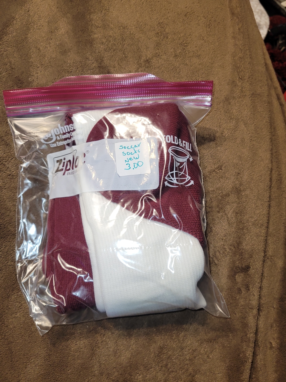 Men's Maroon & White Soccer Socks - Unbranded